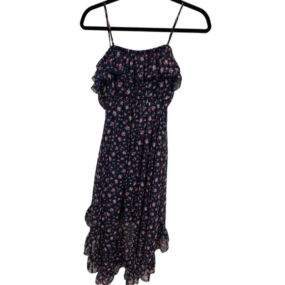 Rue 21 High Low Sheer Overlay Ruffle Sleeveless Blue Floral Dress Size Medium - Picture 1 of 4